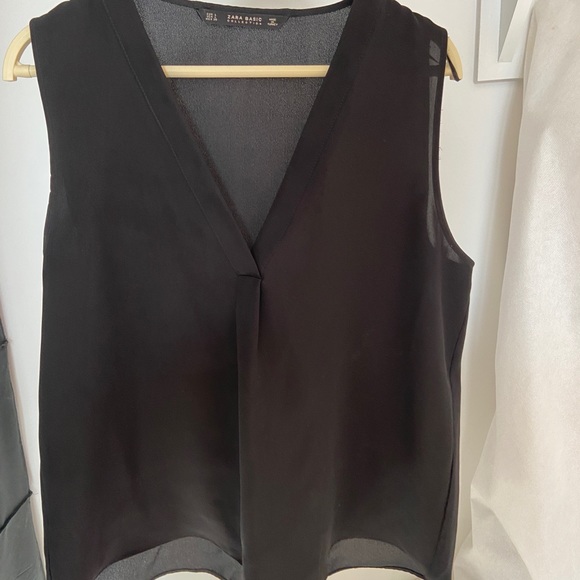 Zara black v-neck blouse - Picture 3 of 4